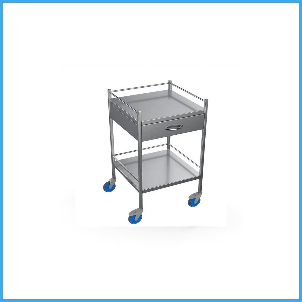 Instrument-Trolley-SS-Top-and-Iron-Frame-Ecnome-Quality-Pak-Made-Size-18X24-With-Draws.jpg Instrument Trolley SS Top and Iron Frame Ecnome Quality Pak Made Size 18X24 With Draws - Image 1