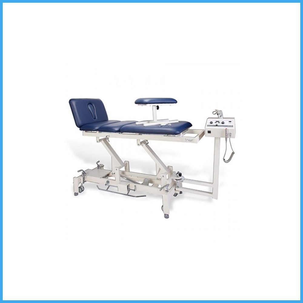 Traction-Table-Hydrolic-Includes-Flexion-Stool-Pak-Made.jpg Traction Table Hydraulic Includes Flexion Stool Pak Made - Image 1